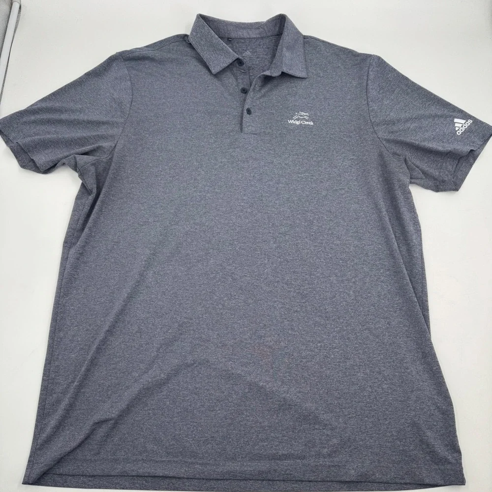 Adidas Widgi Creek Golf Polo‎ Shirt Mens Gray Short Sleeve Athletic Casual